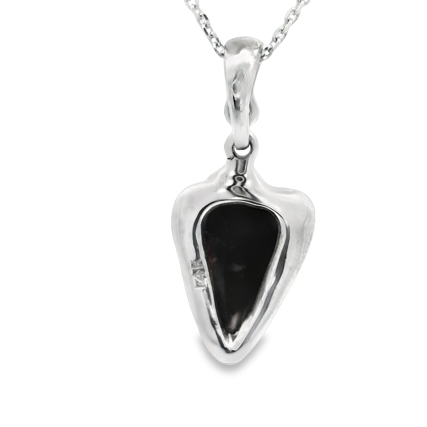 14k White Gold Opal With Diamond Necklace 18"