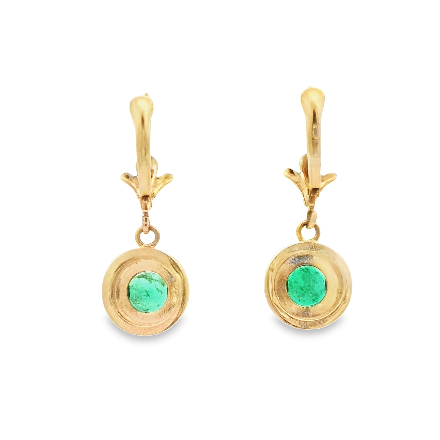 14k Yellow Gold Emerald Lever Back Earrings