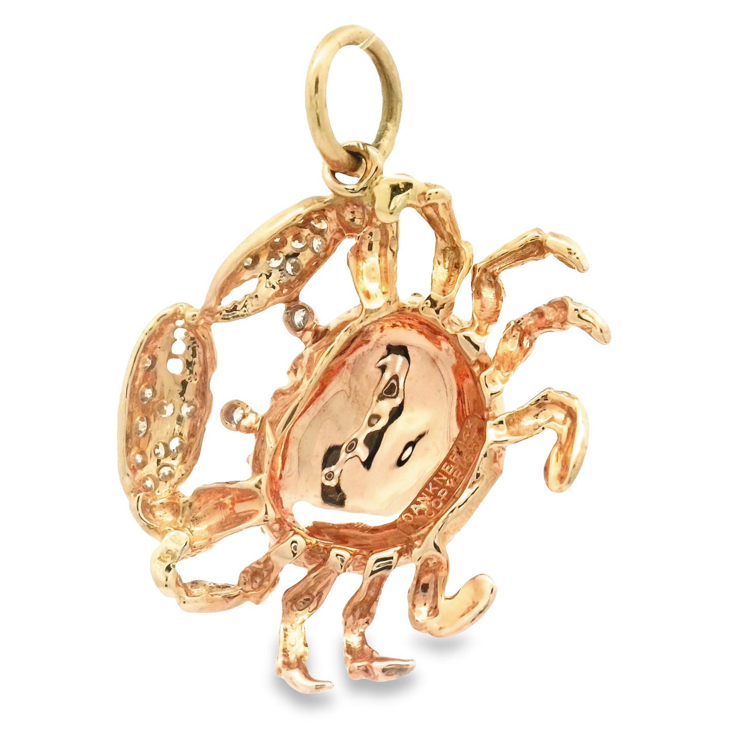 14k Yellow Gold .50cttw Diamond Large Crab Pendant