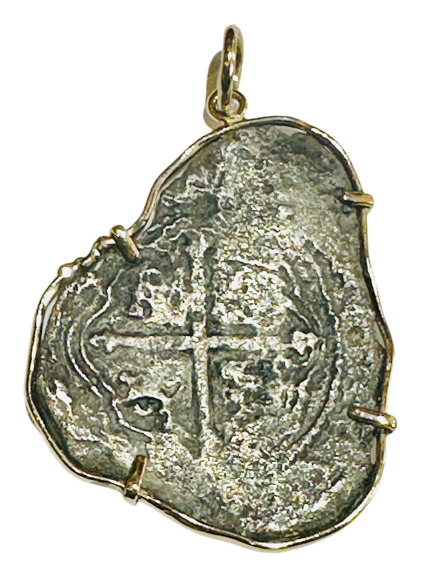 Concepcion Wreck 8 Reales Treasure Coin 14k Gold Bezel 69492