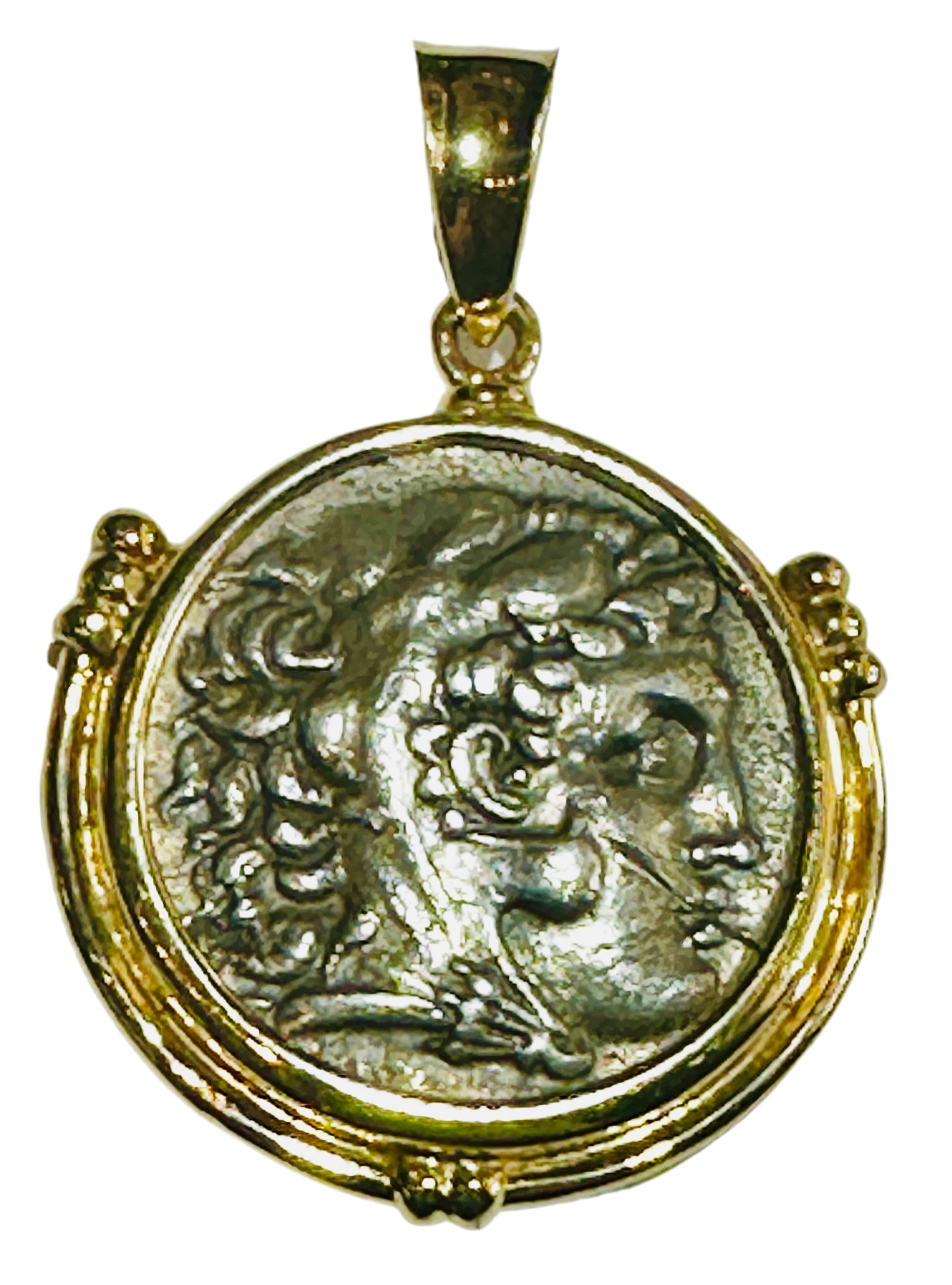 Alexander the Great Tetradrachm Coin 250-225 BC 14k Gold Bezel