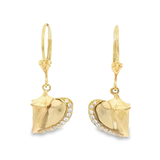14k Yellow Gold .11cttw Diamond Conch Lever Back Earrings