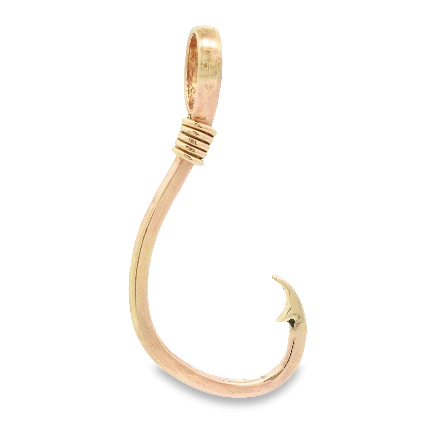 14k Yellow Gold Hand Made Large Hook Pendant - DePaulas