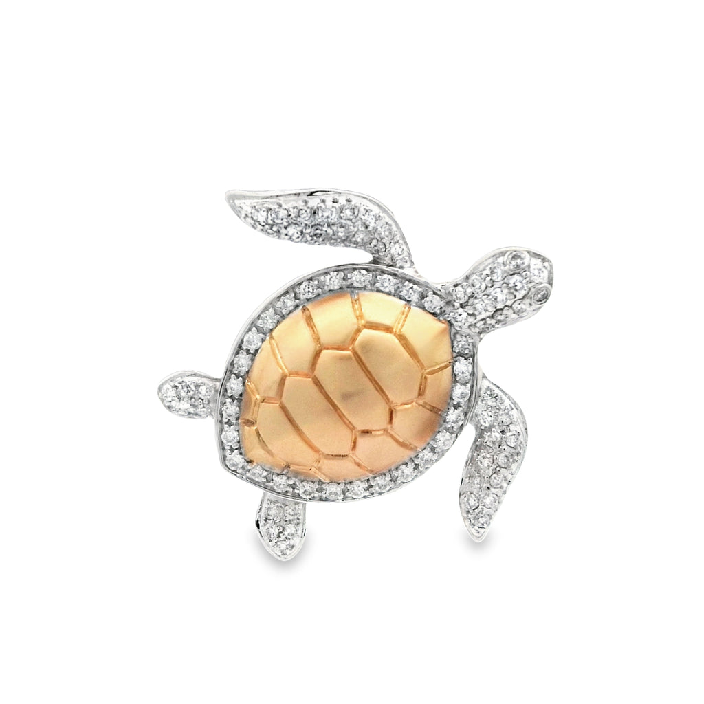14k Yellow Gold .22cttw Diamond Turtle Pendant