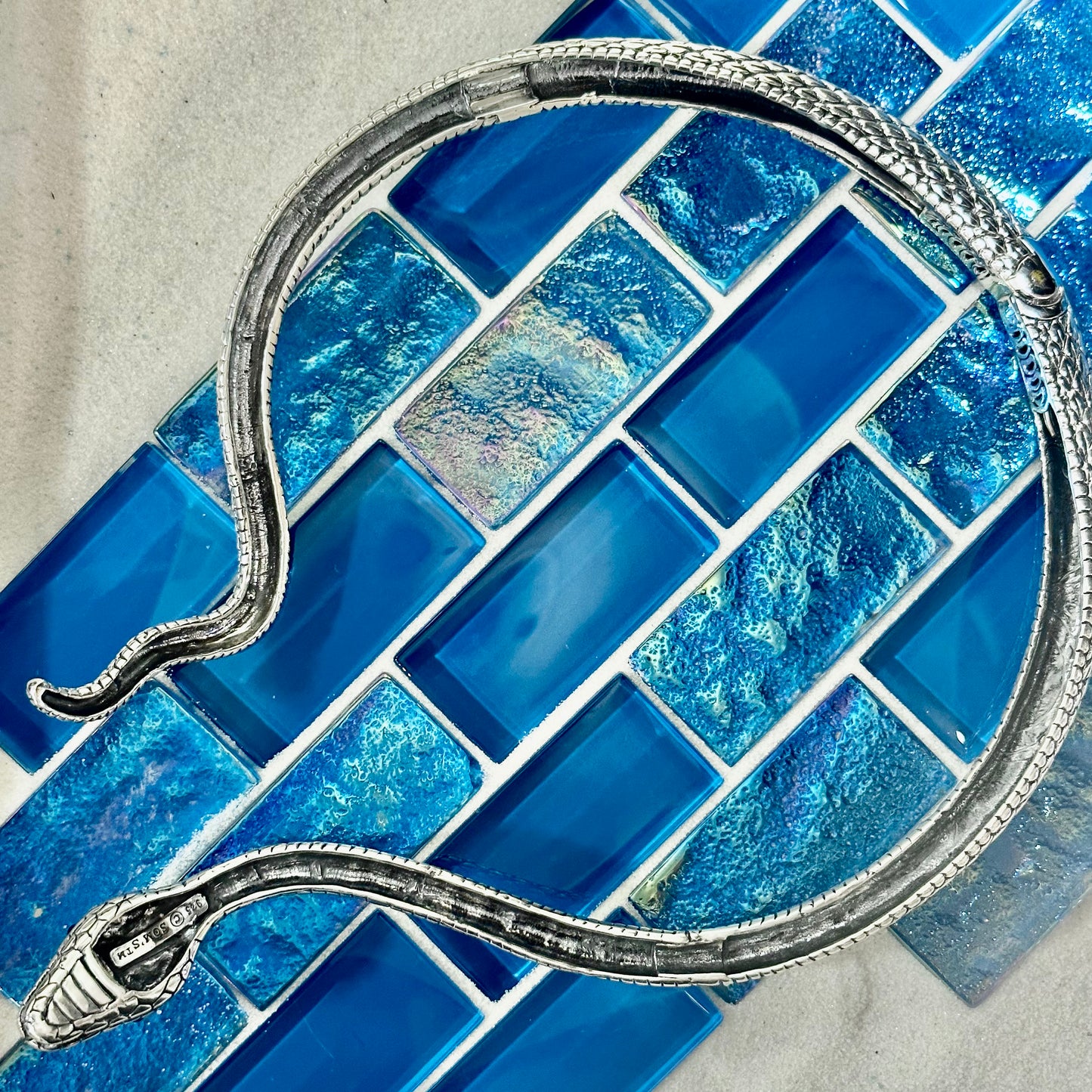 925 Sterling Silver Snake Necklace 16”