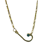 14k Yellow Gold Hook with Blue Diamond Pendant Necklace.