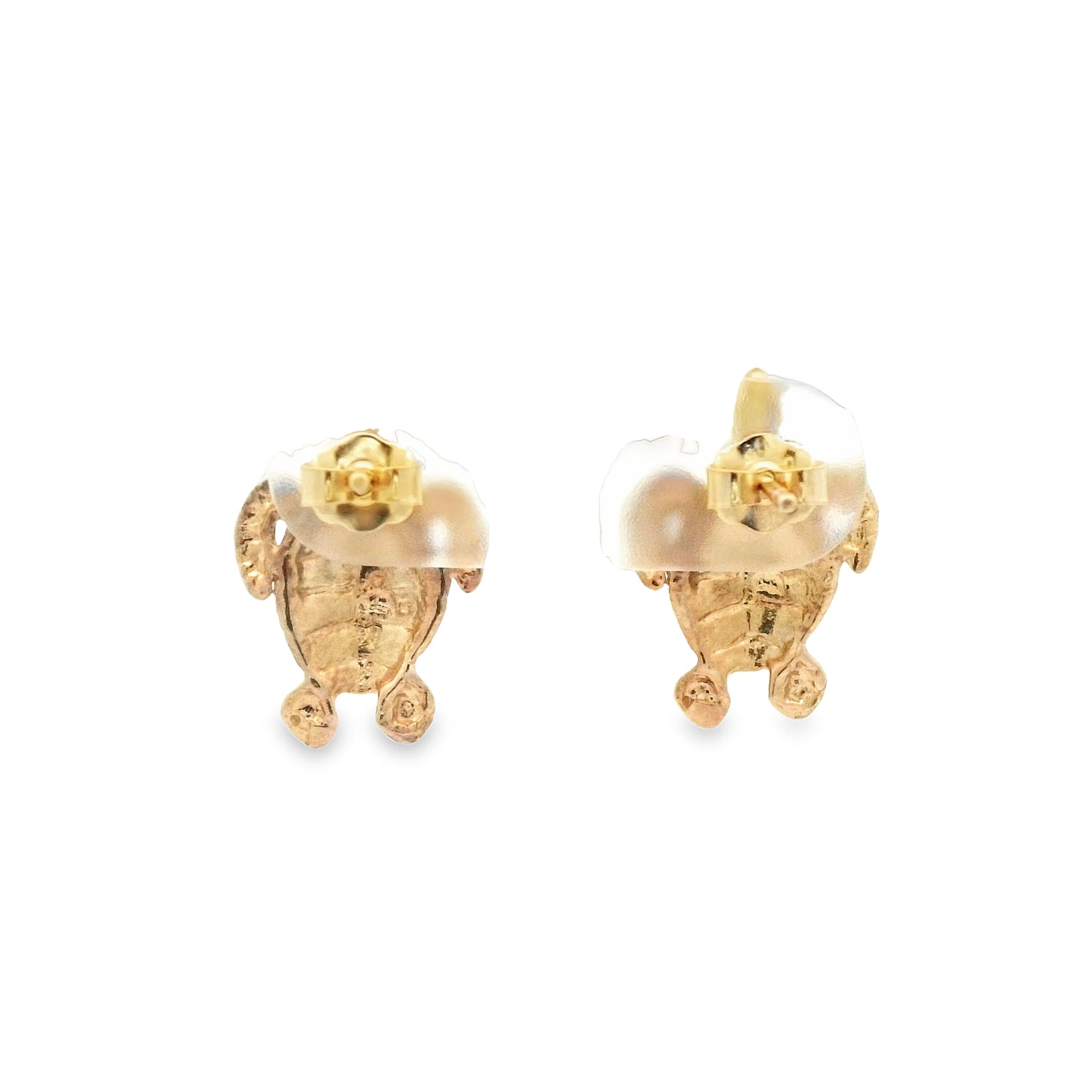 14K Yellow Gold Turtle Post Earrings