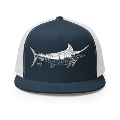 Signature White Blue Marlin Trucker Cap