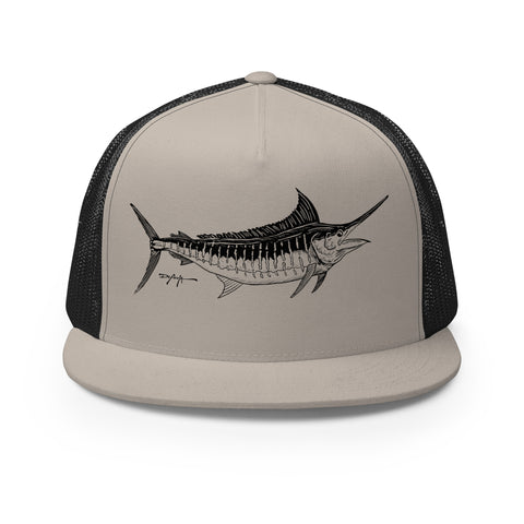 Signature Black Blue Marlin Trucker Cap