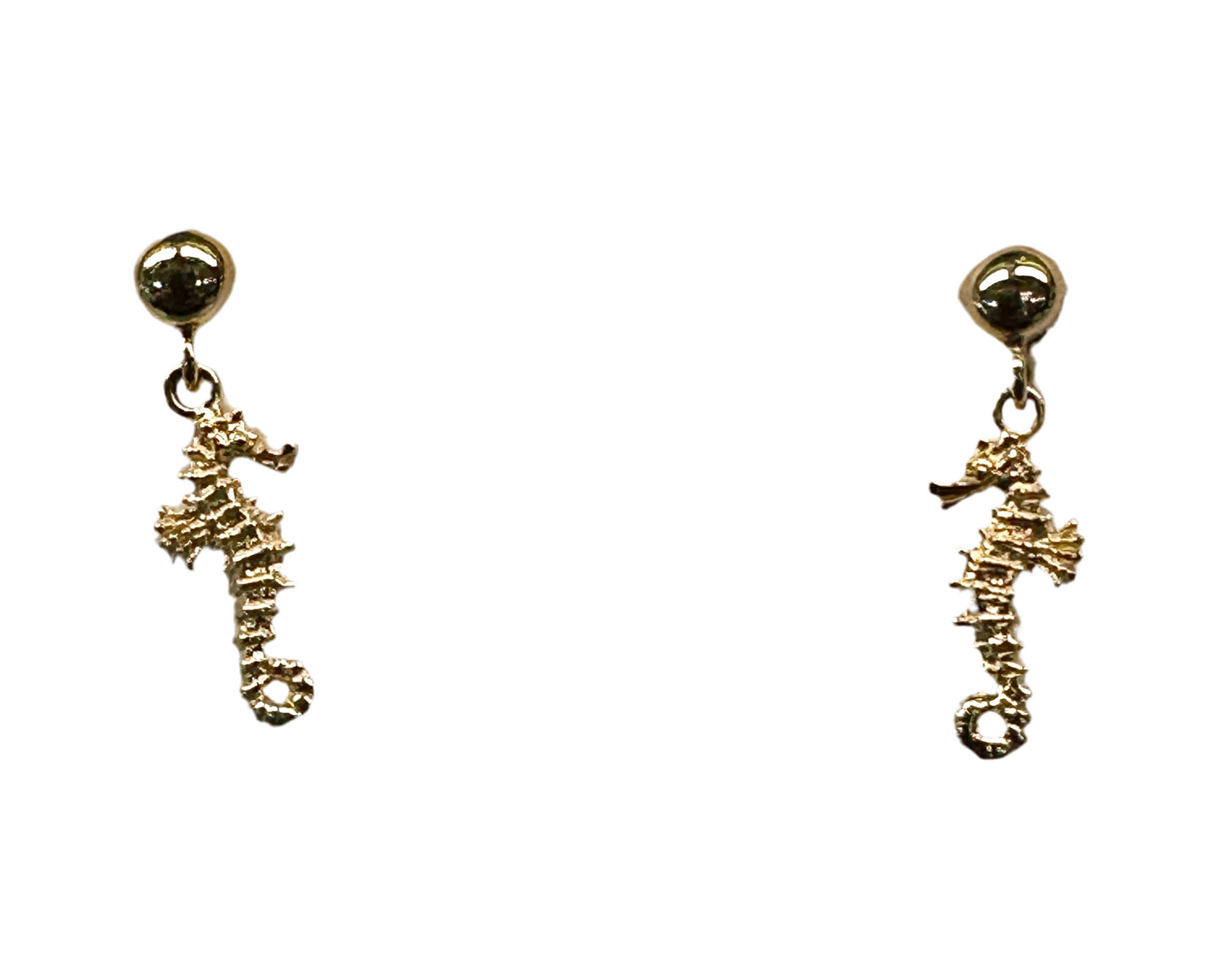 14k Gold Seahorse Earrings Small Dangle
