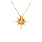 14k Yellow Gold Small Starburst With Diamond Necklace 16