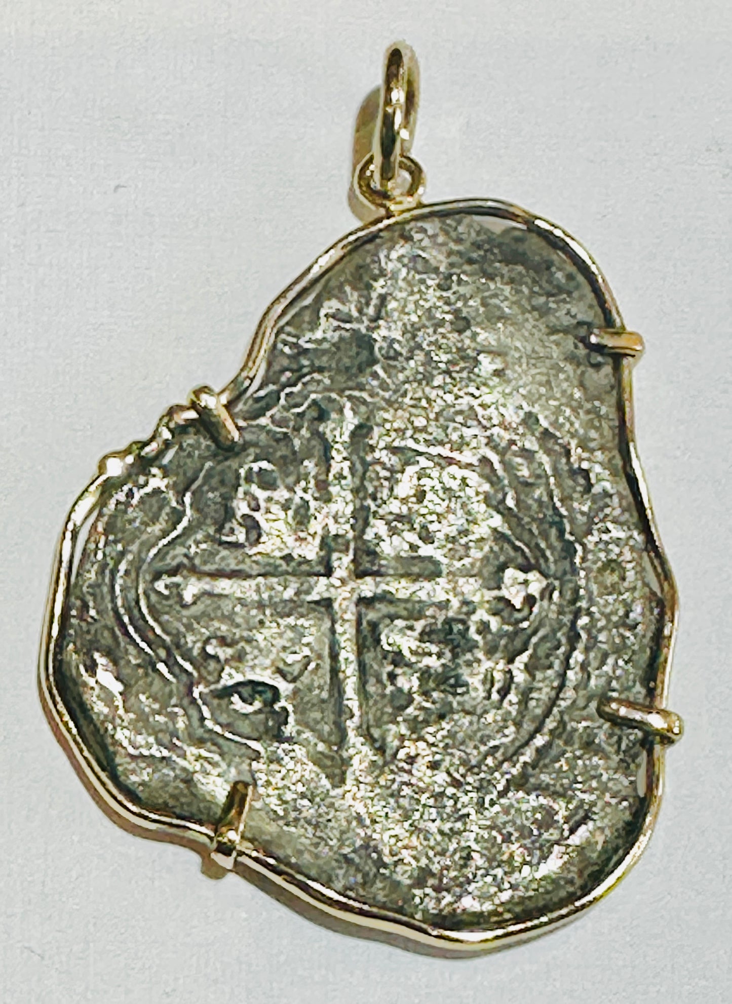 Concepcion Wreck 8 Reales Treasure Coin 14k Gold Bezel 69492