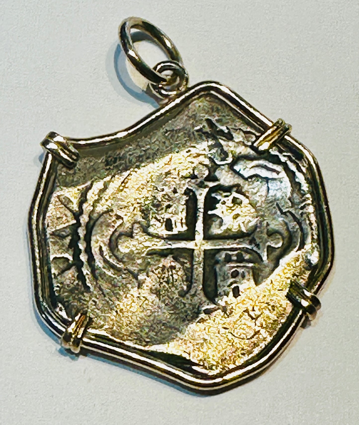 Spanish 4 Reales Treasure Coin 14k Gold Bezel 69468