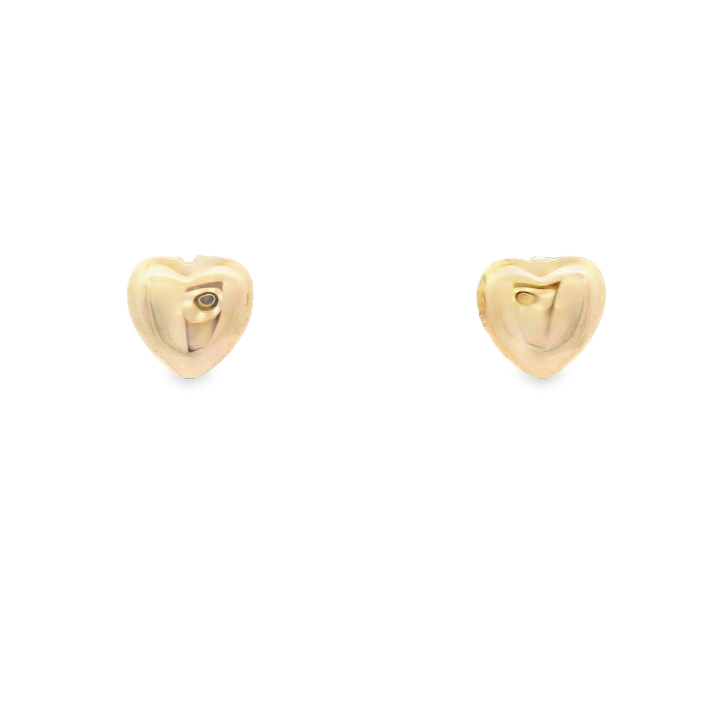 14k Yellow Gold Heart Post Earrings
