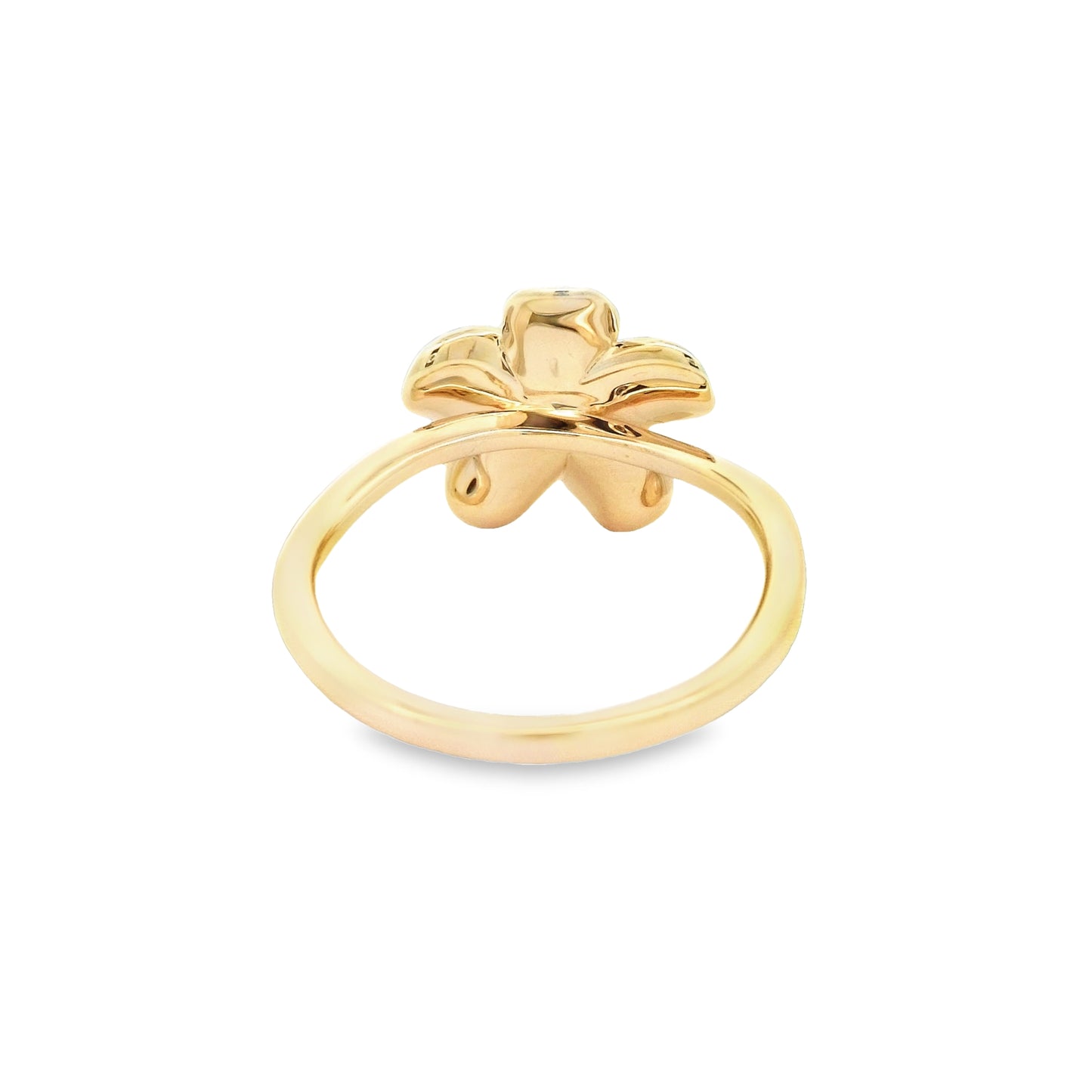 14k Yellow Gold .08cttw Diamond Plumeria Ring Size 7