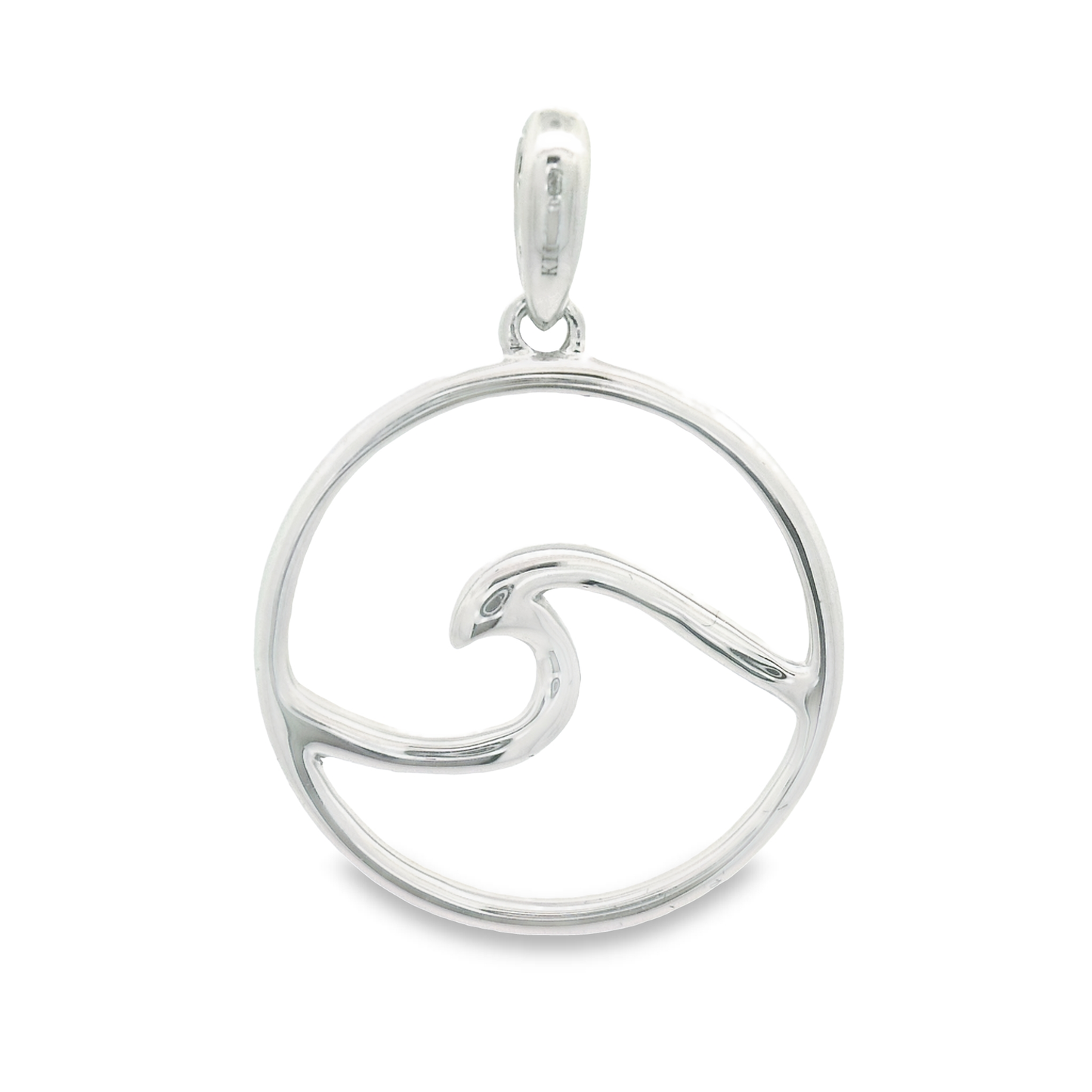 14k White Gold .09cttw Diamond Wave Pendant
