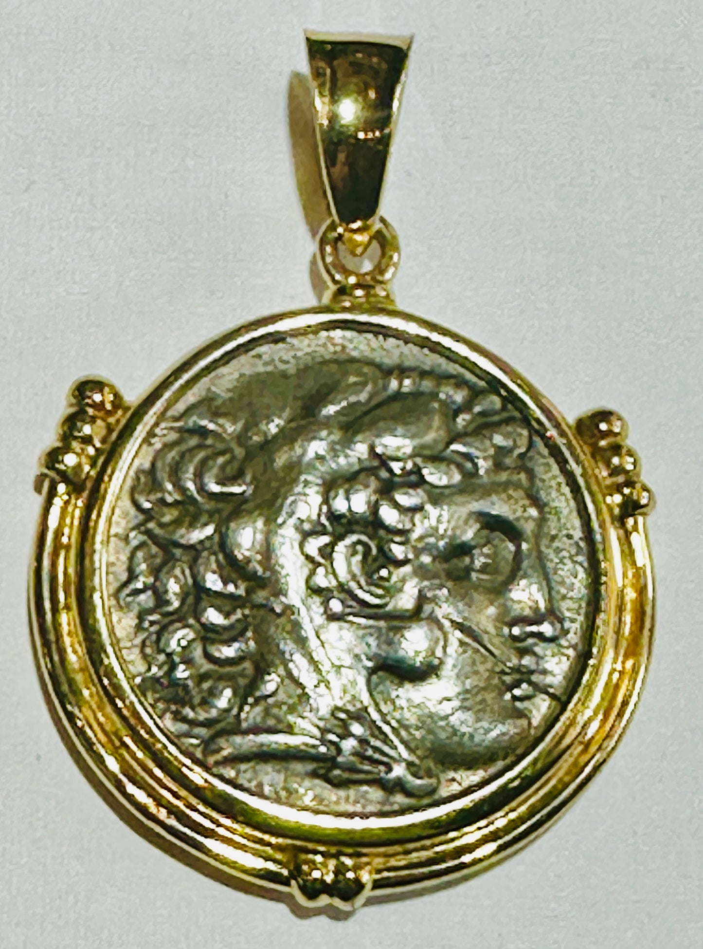 Alexander the Great Tetradrachm Coin 250-225 BC 14k Gold Bezel