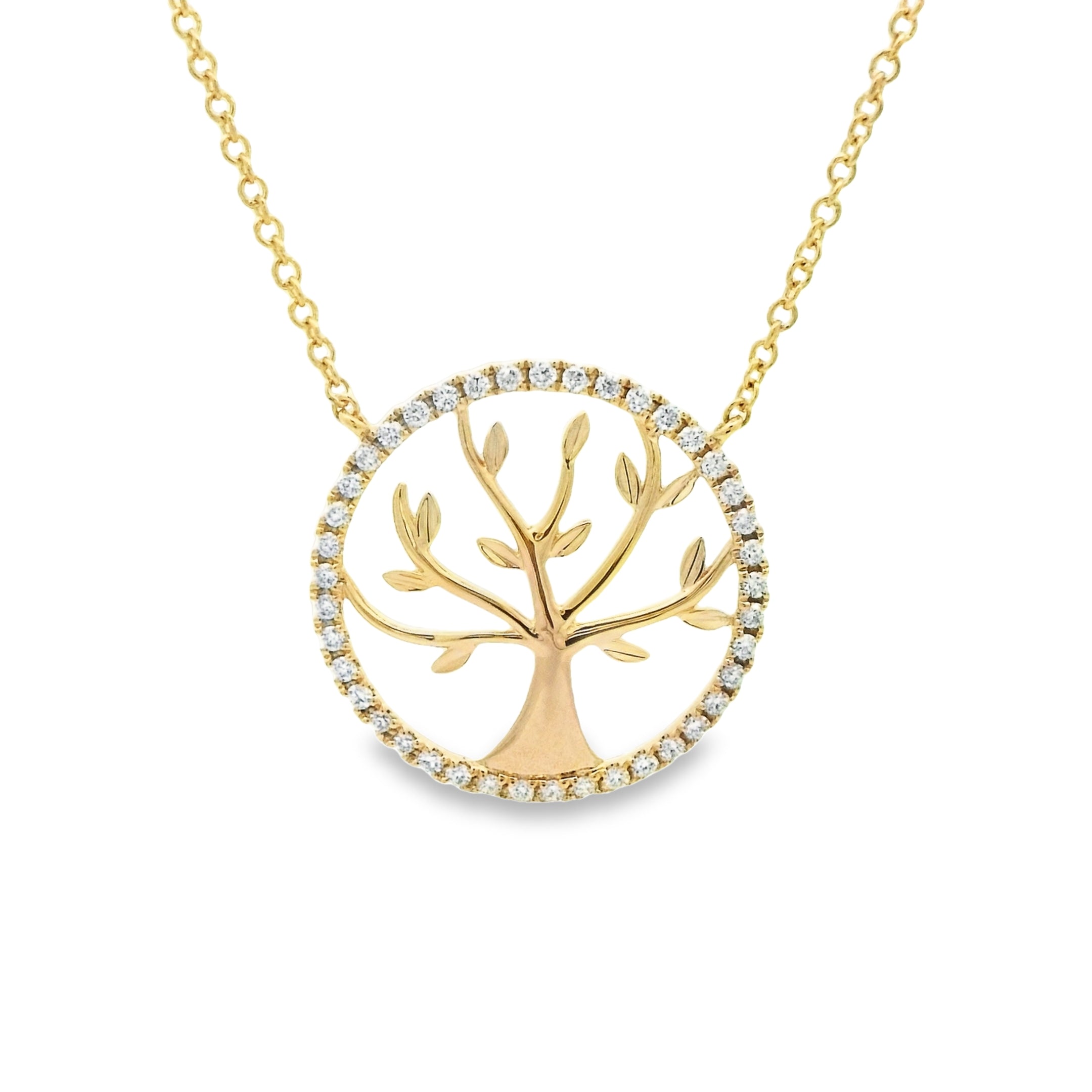 Two Chain Necklace. Gold Tree of Life Pendant. 16 Inch Gold Chains. Double  Paper Clip Gold Chains. 14K Gold Clasp & Hook Clasp. 