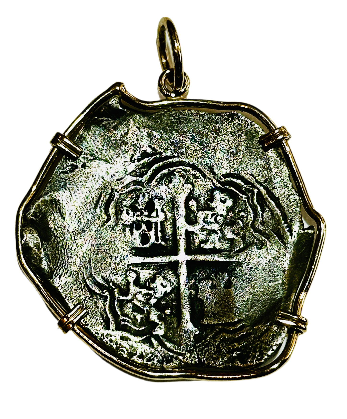 Spice Island Wreck 8 Reales Treasure Coin 14k Gold Bezel 69467
