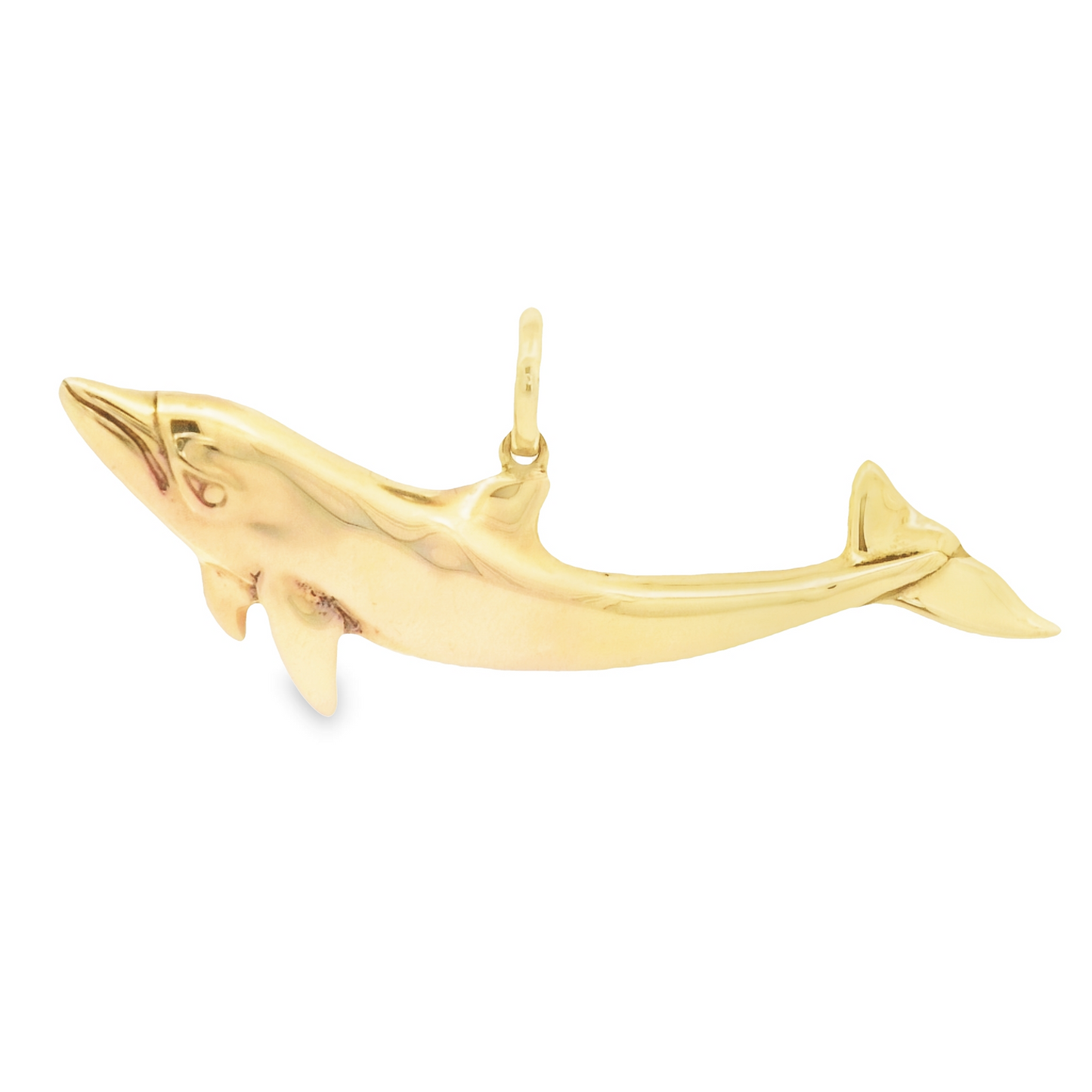 14k Yellow Gold Large Dolphin Pendant