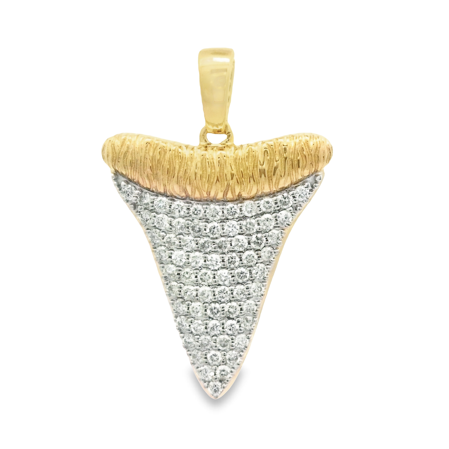14k Yellow Gold Pave .33cttw Diamond Shark Tooth Pendant