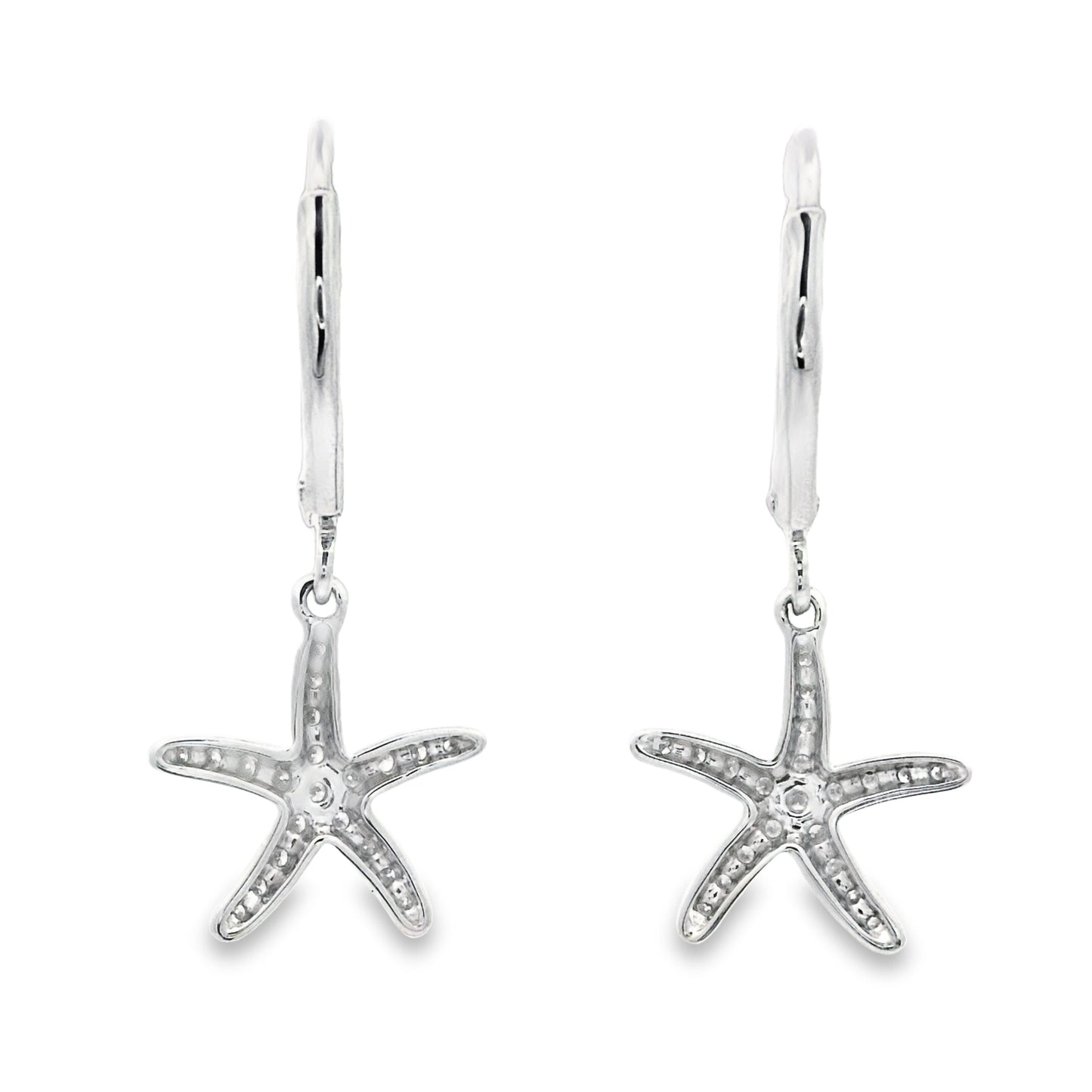 14k White Gold Diamond .25cttw Starfish Leverback Earrings - DePaulas