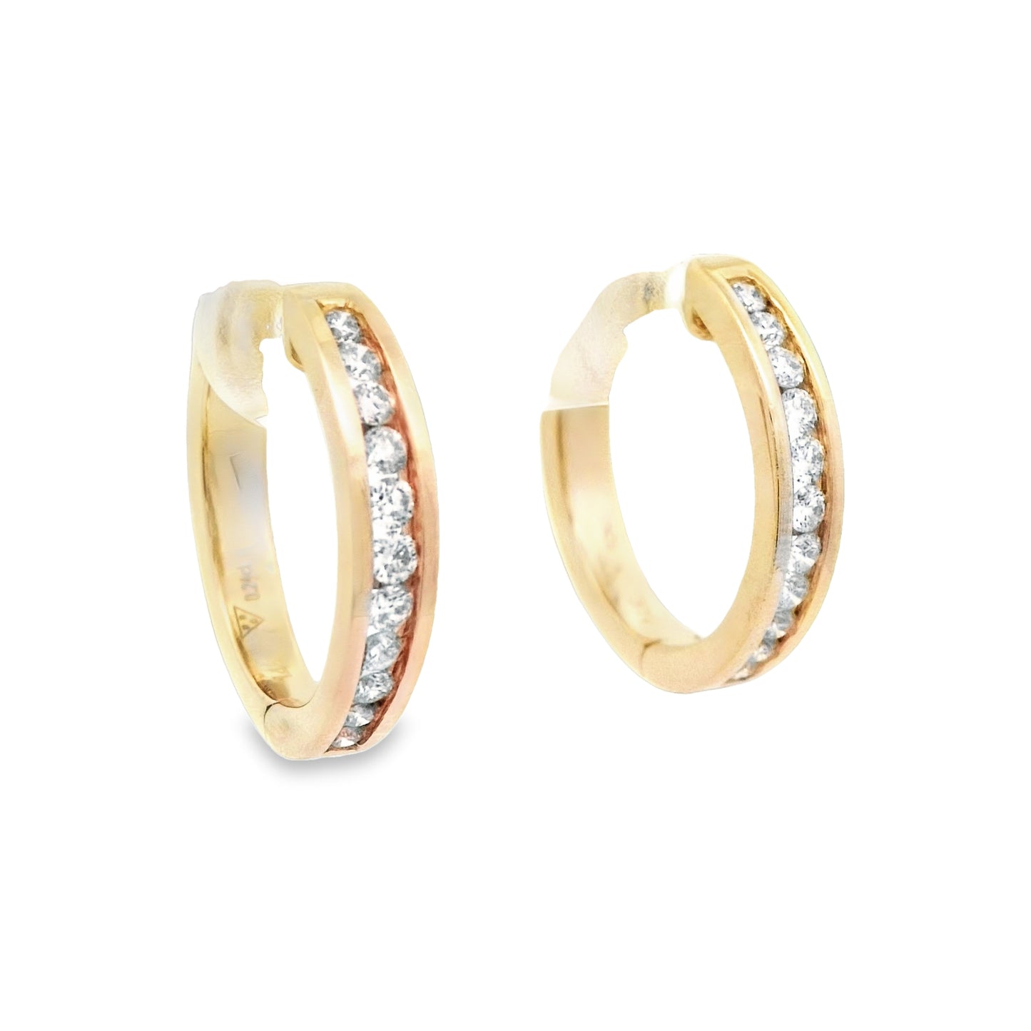 14k Yellow Gold .48cttw Diamond Hoop Earrings