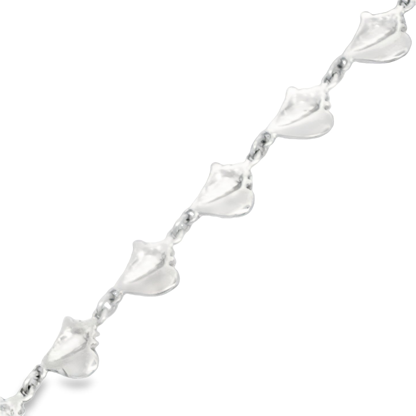 14k White Gold Enamel Conch Bracelet 7 1/4"
