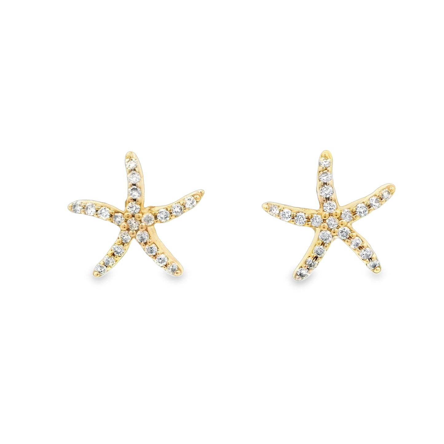 14k Yellow Gold Diamond .25cttw Starfish Post Earrings - DePaulas