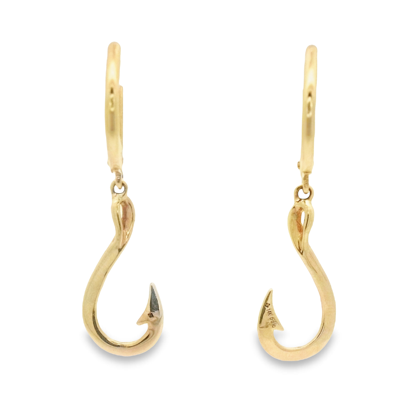 14k Yellow Gold .10cttw Diamond Hook Lever Back Earrings