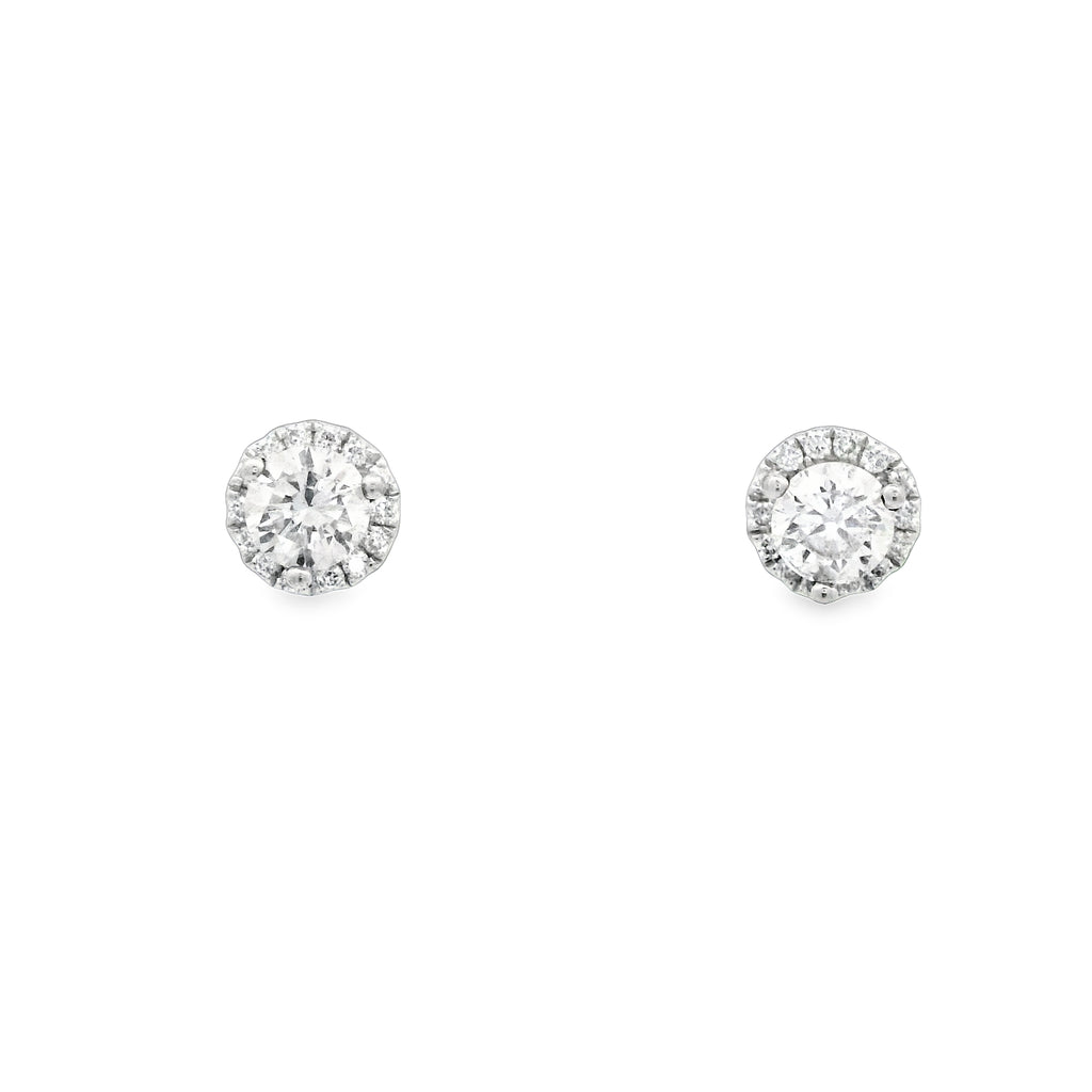 18k White Gold .34cttw Diamond Halo Post Earrings