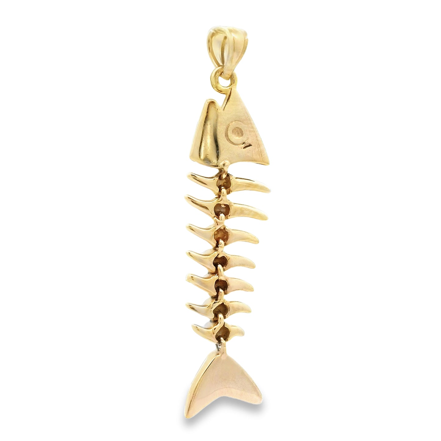 14k 2-Tone Diamond Cut Fish Bone Pendant