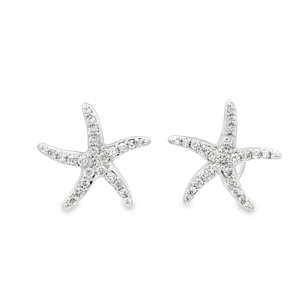 14k White Gold Diamond .50cttw Starfish Post Earrings