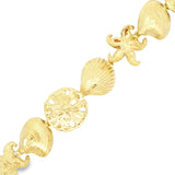 14k Yellow Gold Sea Shell Starfish Bracelet 7.5