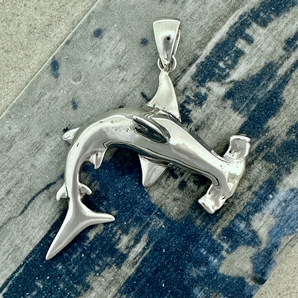 925 Sterling Silver Large Hammerhead Shark Pendant