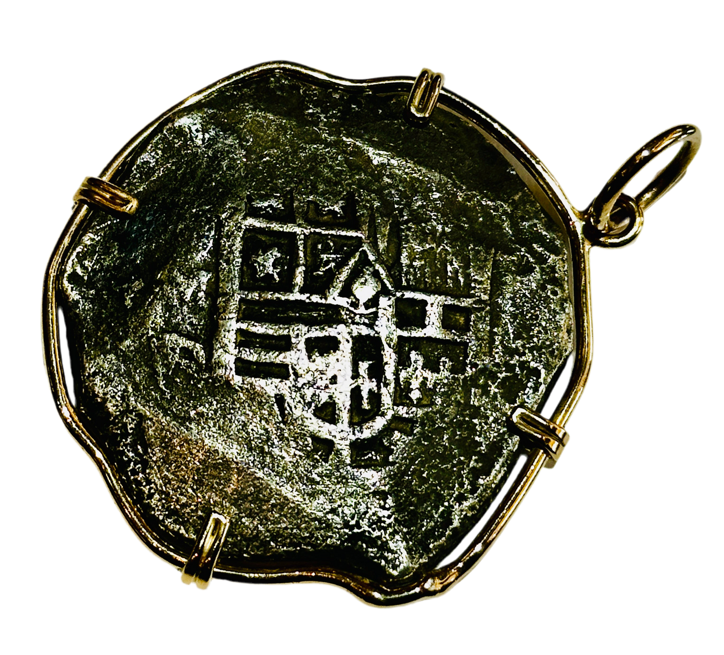 Spice Island Wreck 8 Reales Treasure Coin 14k Gold Bezel 69469