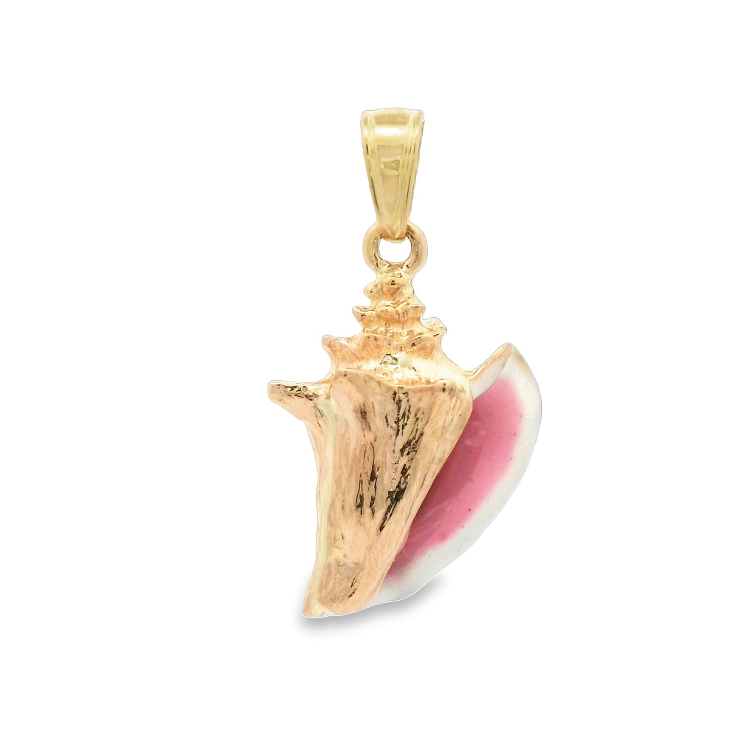 14k Yellow Gold Enamel Conch Pendant