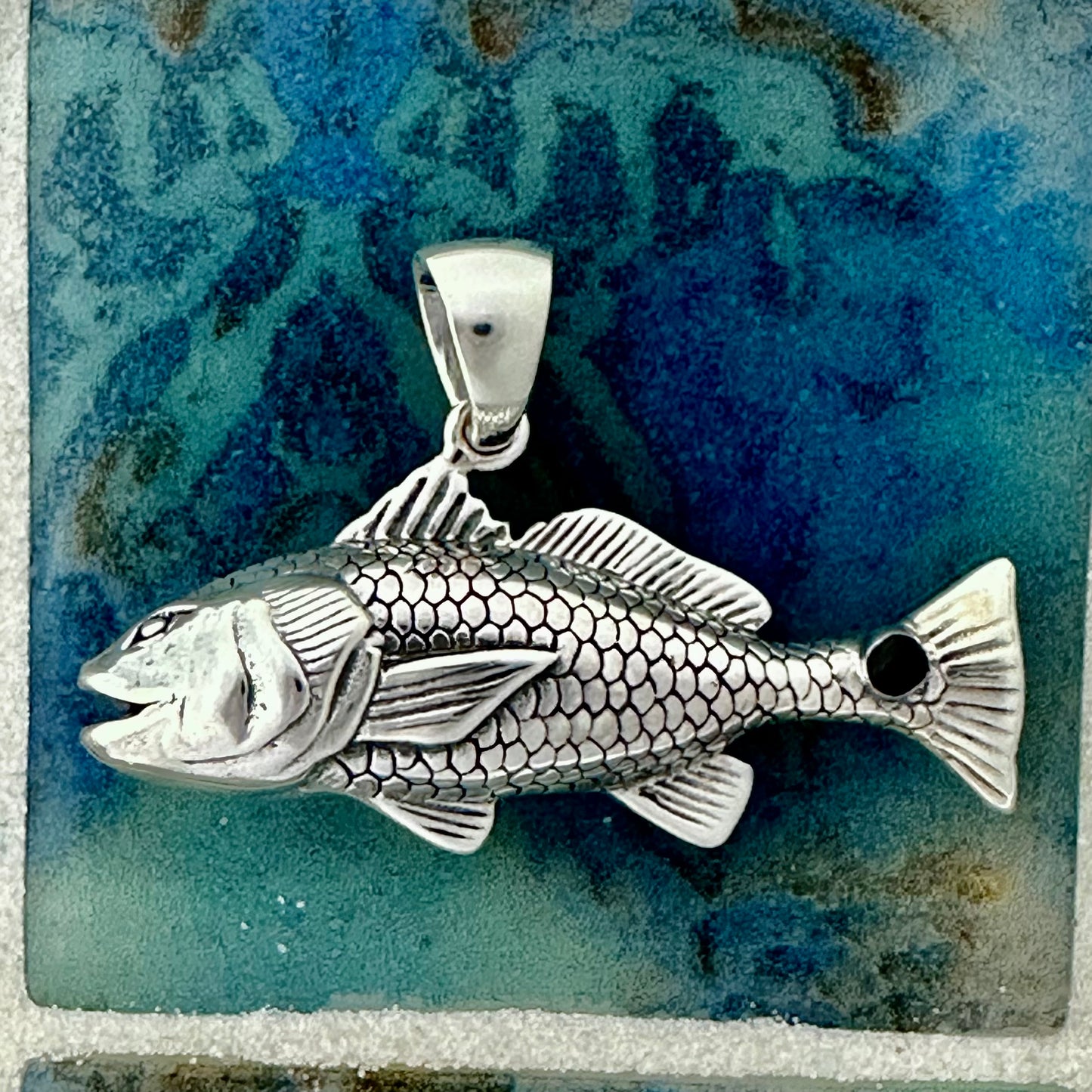 925 Sterling Silver Red Fish Pendant
