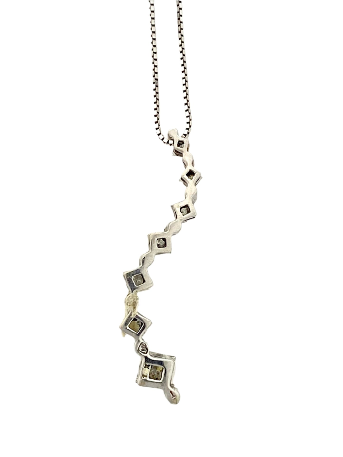 14k White Gold Diamond Journey Pendant Necklace