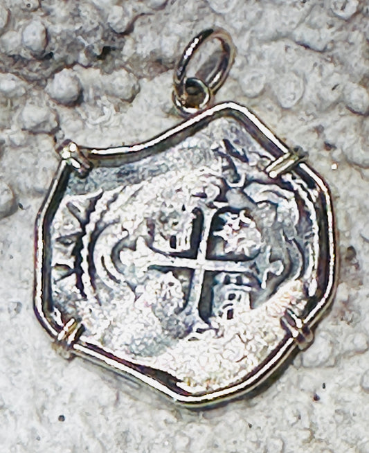 Spanish 4 Reales Treasure Coin 14k Gold Bezel 69468
