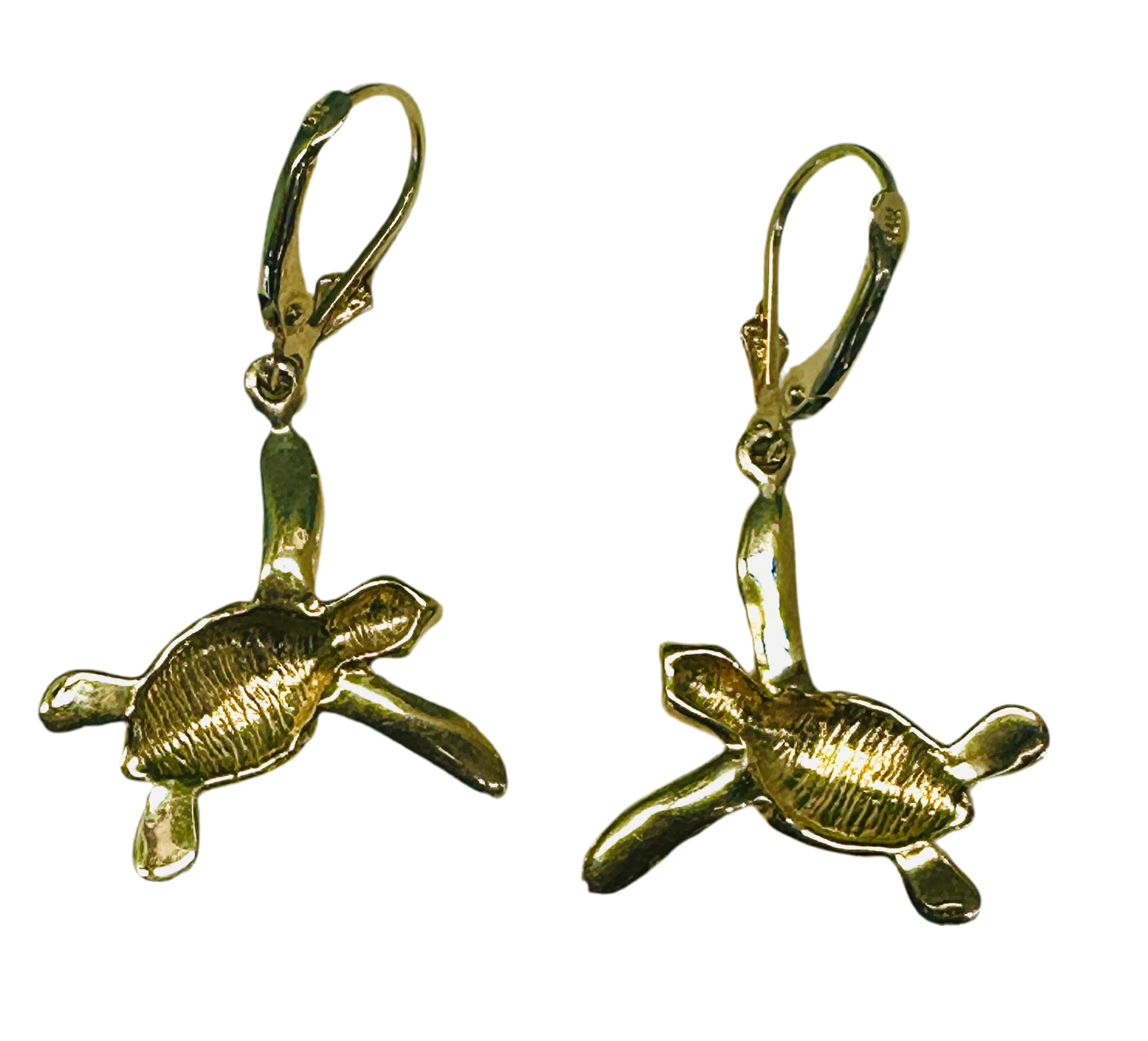 14k Gold 2-tone Turtle Dangle Earrings - DePaulas
