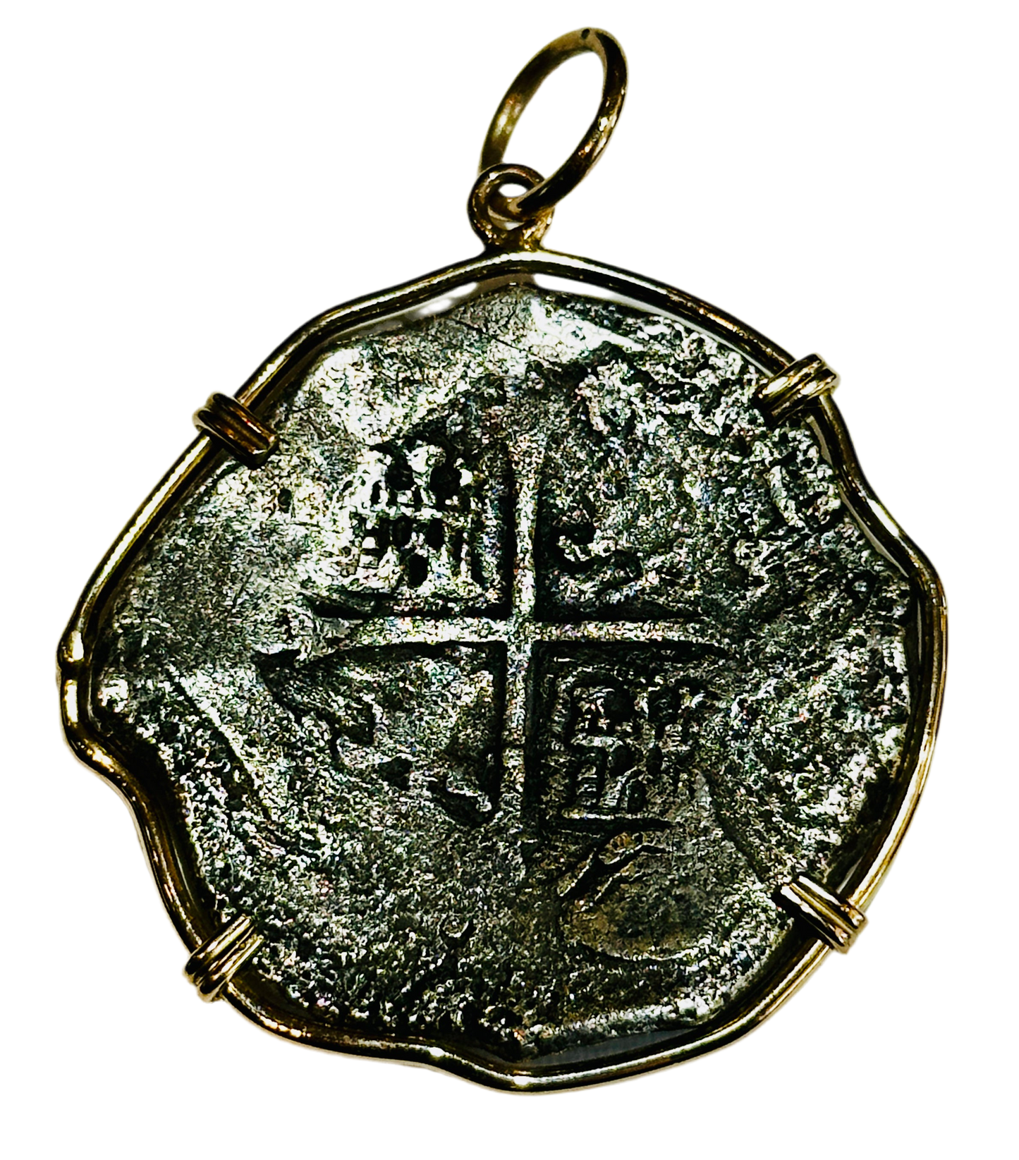 Spice Island Wreck 8 Reales Treasure Coin 14k Gold Bezel 69469