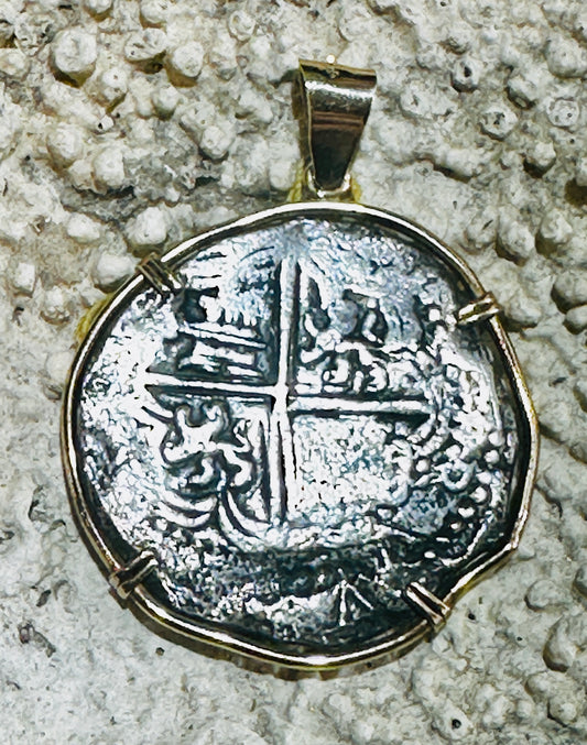 Atocha 14k Gold Bezel 8 Reales Spanish Treasure Coin AT154