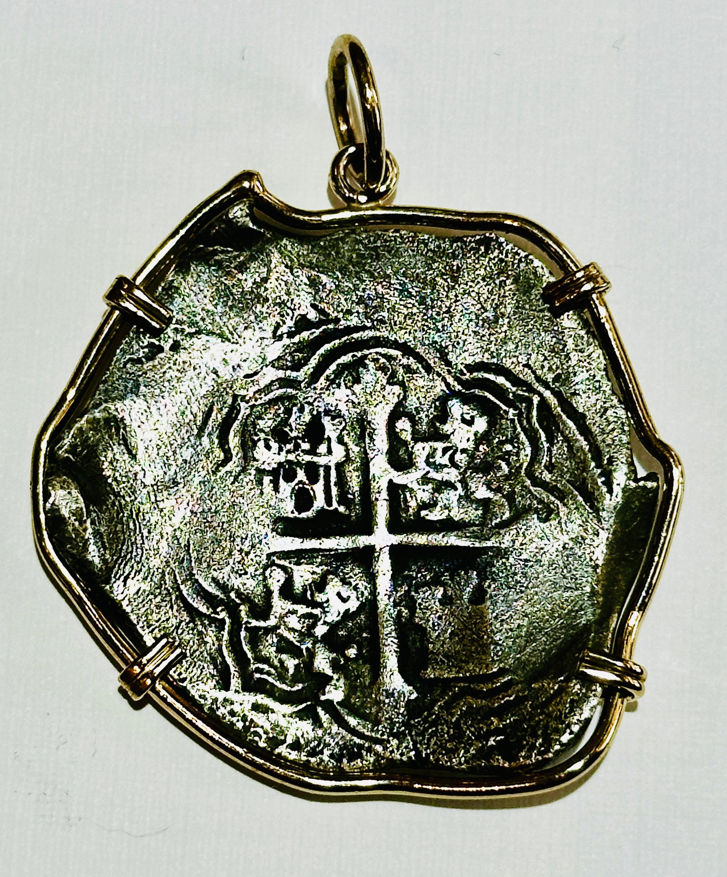 Spice Island Wreck 8 Reales Treasure Coin 14k Gold Bezel 69467