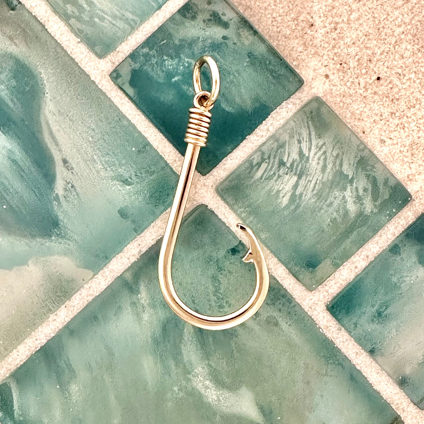 14k Yellow Gold DePaula Hand Made Hook Pendant