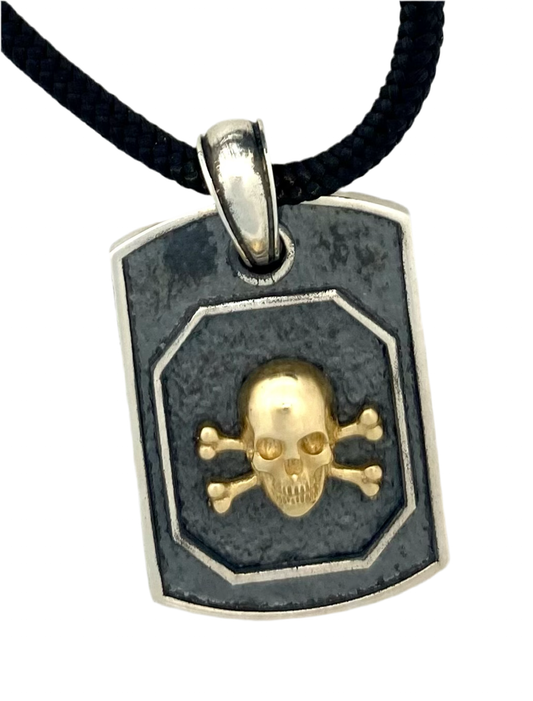 14k Gold & Sterling Silver Pirate Skull Pendant Axion
