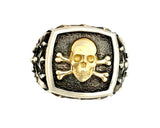 14k gold & sterling silver pirate skull and crossbones ring