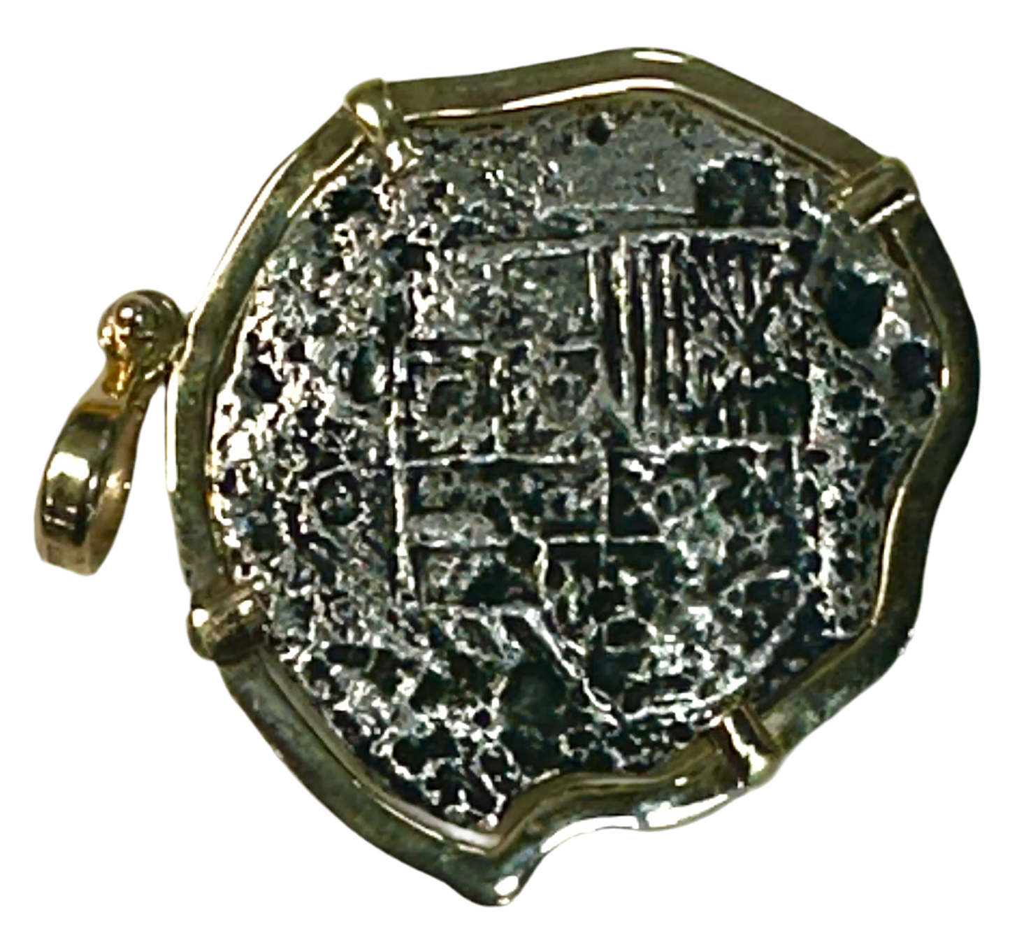 Atocha 14k Gold Bezel 8 Reales Spanish Treasure Coin AT10002