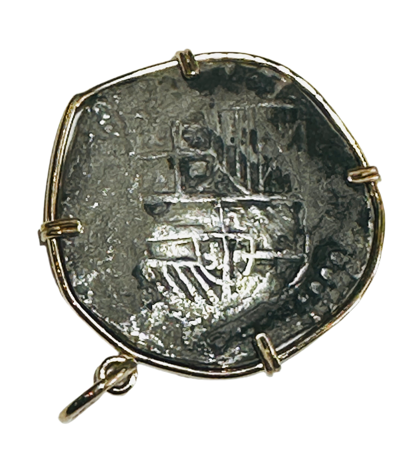 Spice Island Wreck 8 Reales Treasure Coin 14k Gold Bezel 69470
