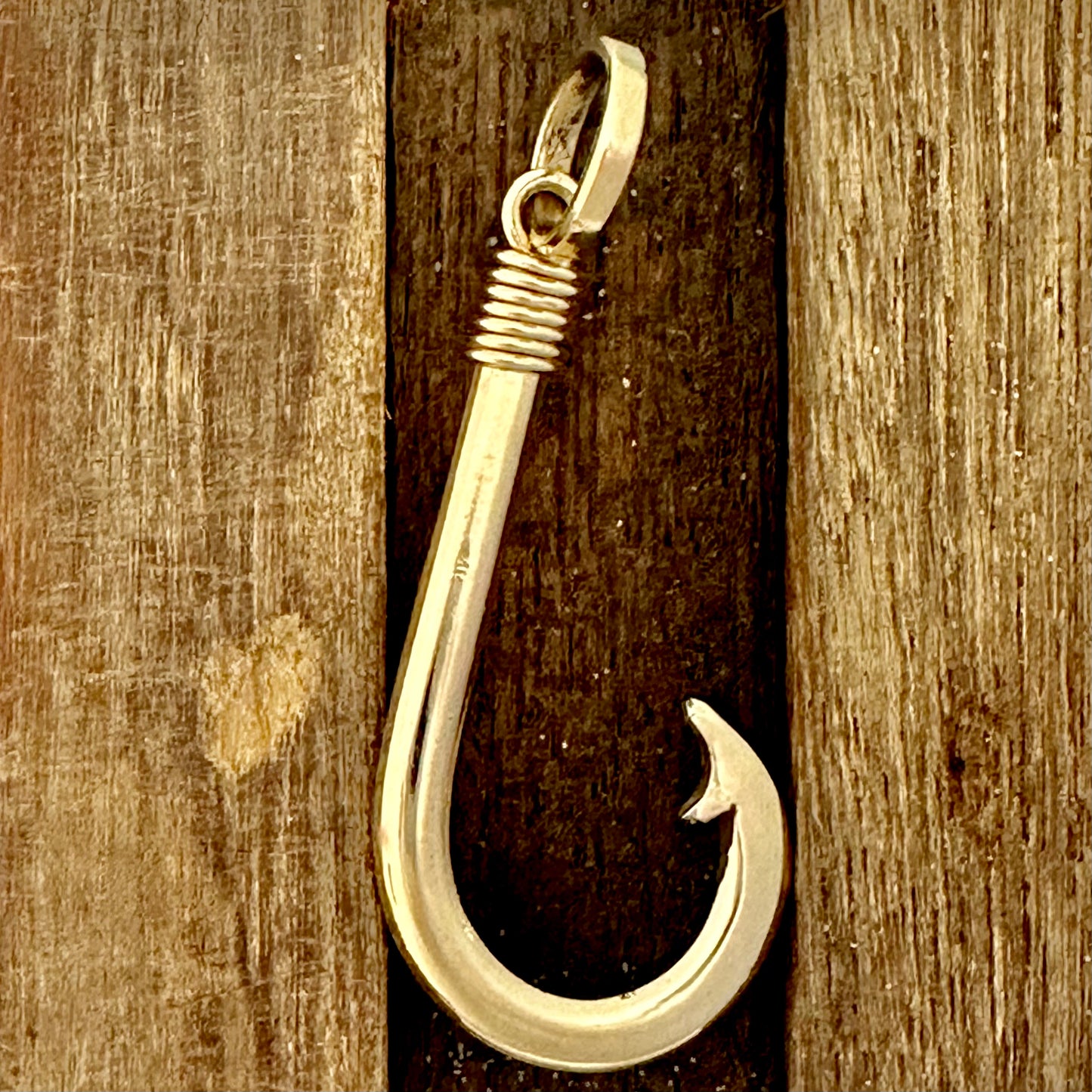 14k Yellow Gold Large DePaula Hand Made Hook Pendant